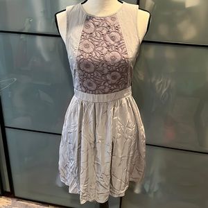 Tibi silk grey embroidered dress sz 4